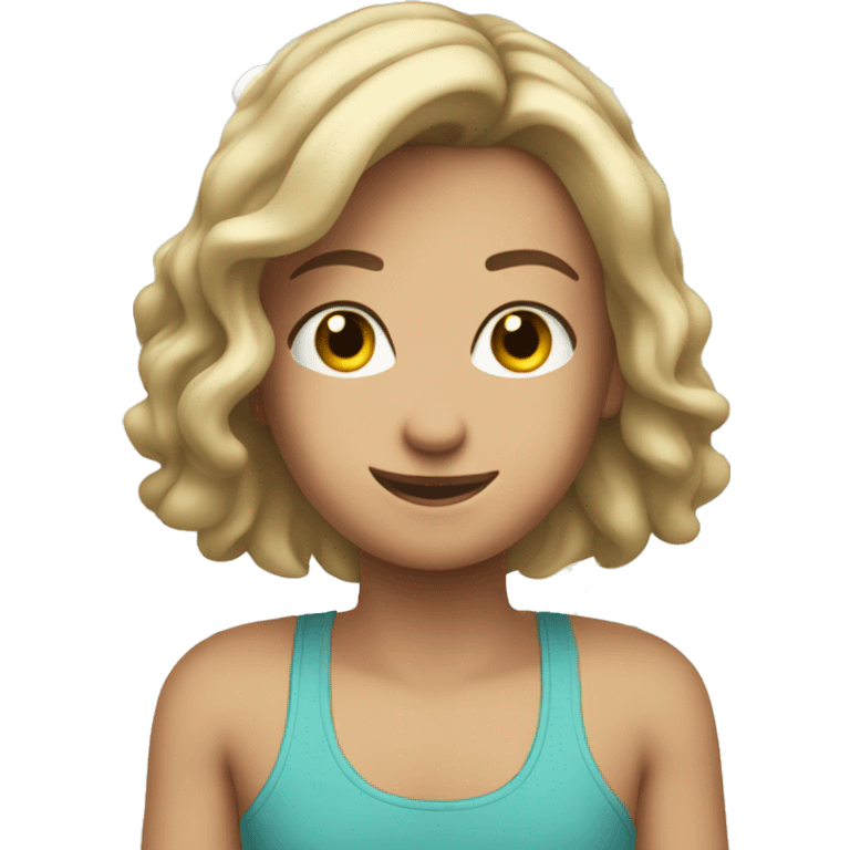 Caucasian healthy emoji wearing a tank top with a heart on the front emoji