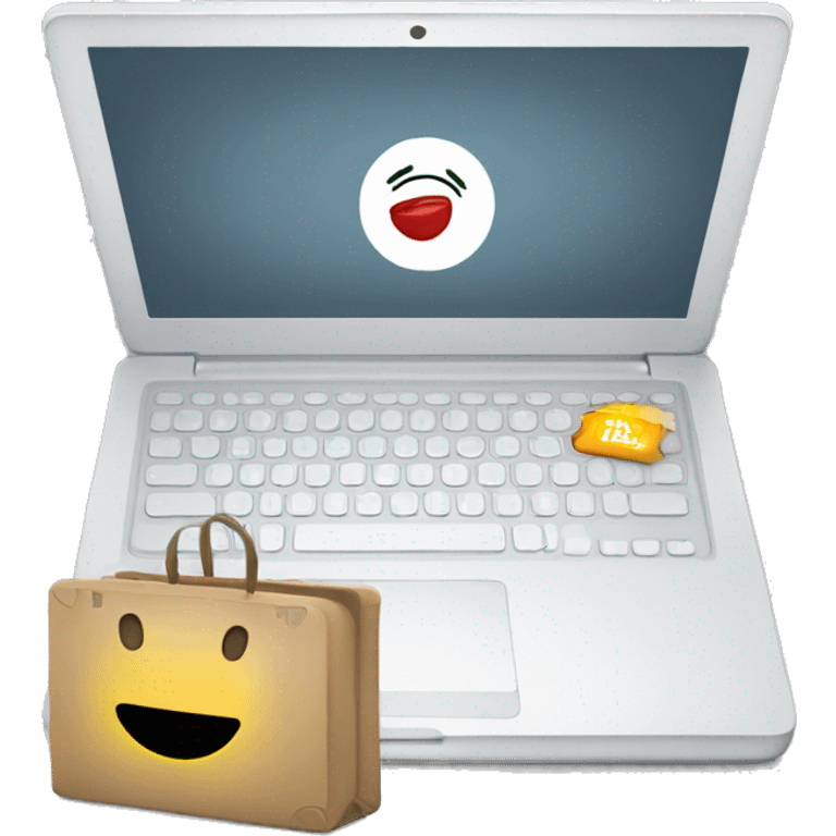 laptop with online shop opened on emoji