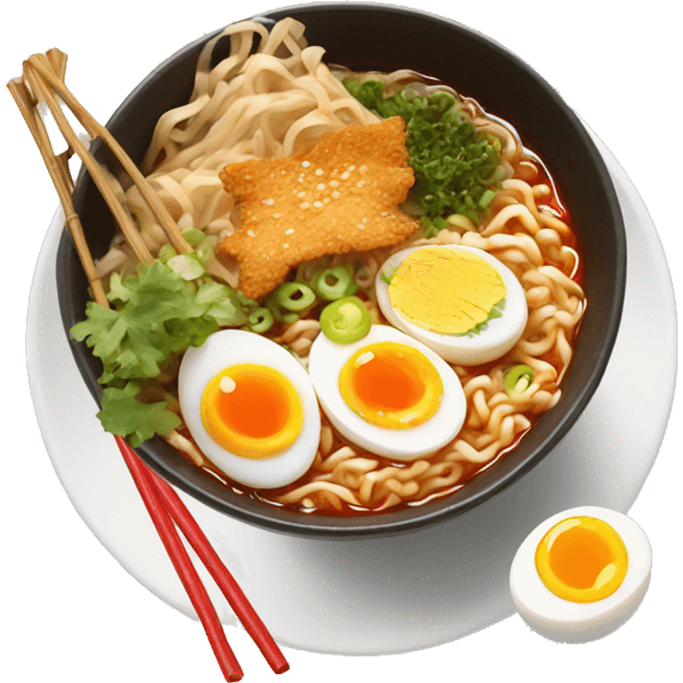 spicy ramen with soft boiled egg emoji