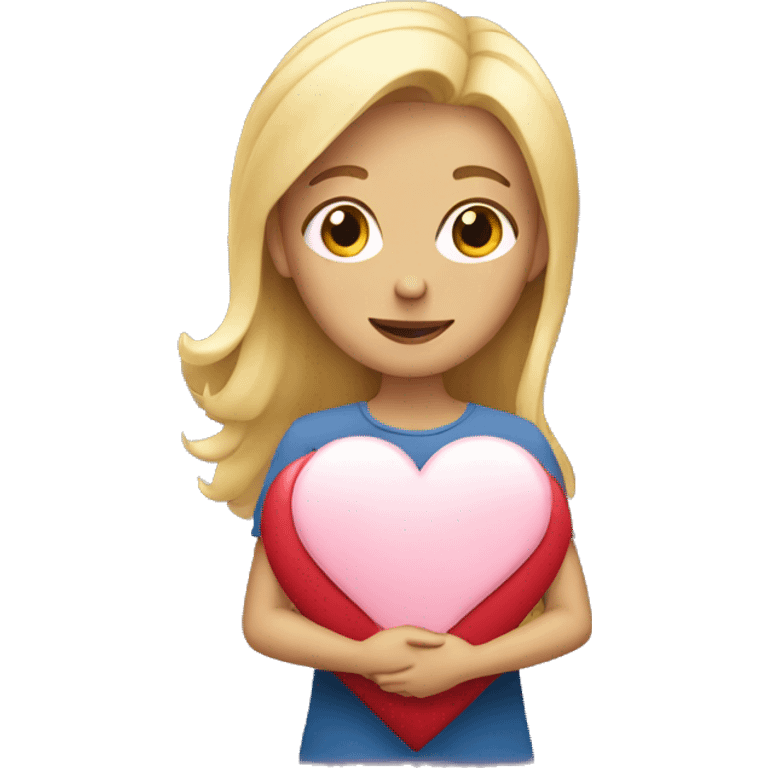 Blond lady carrying heart emoji