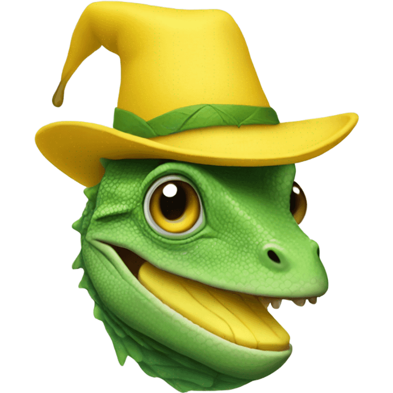 Lizard with banana hat emoji