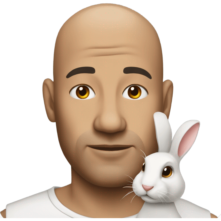 Man with rabbit tattoo on his head emoji