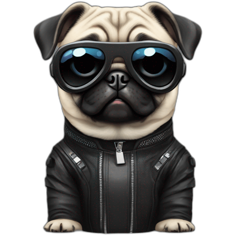 pug with black sunglasses and wearing a cyberpunk suit emoji