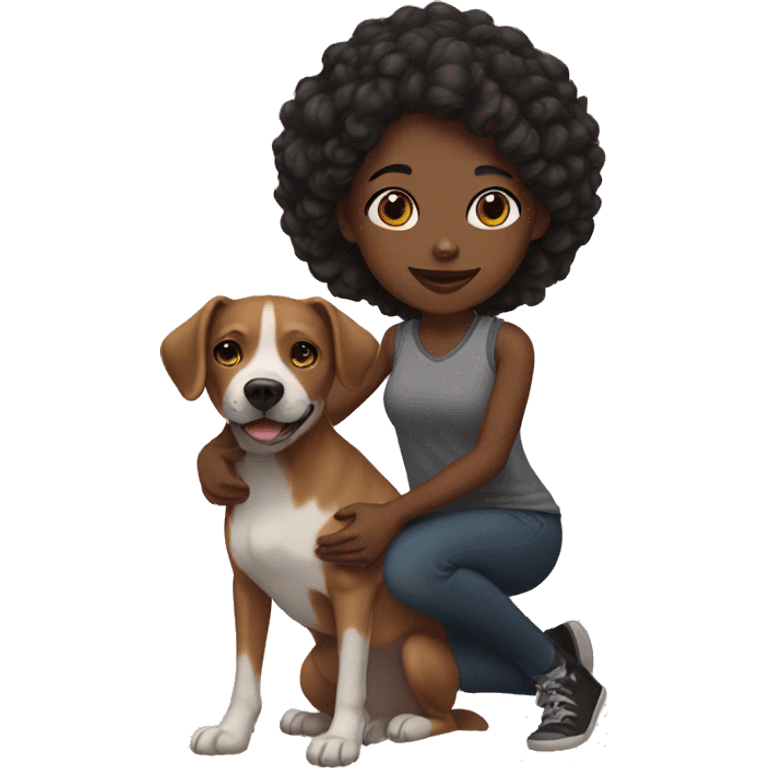 Black girl with her dog emoji