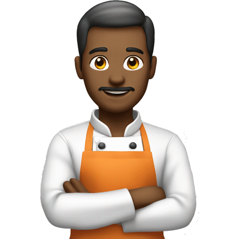 male chef that is using a light orange apron emoji