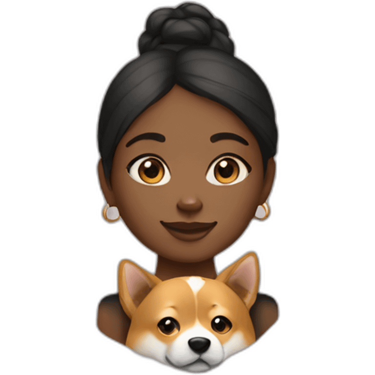 Black girl with a shiba inu dog emoji