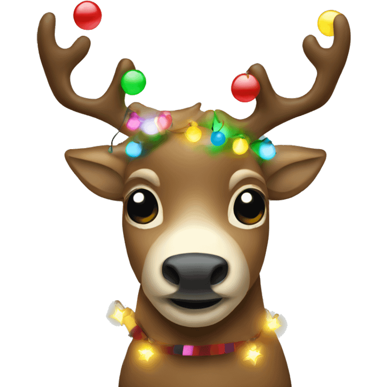 Party reindeer with Christmas lights emoji