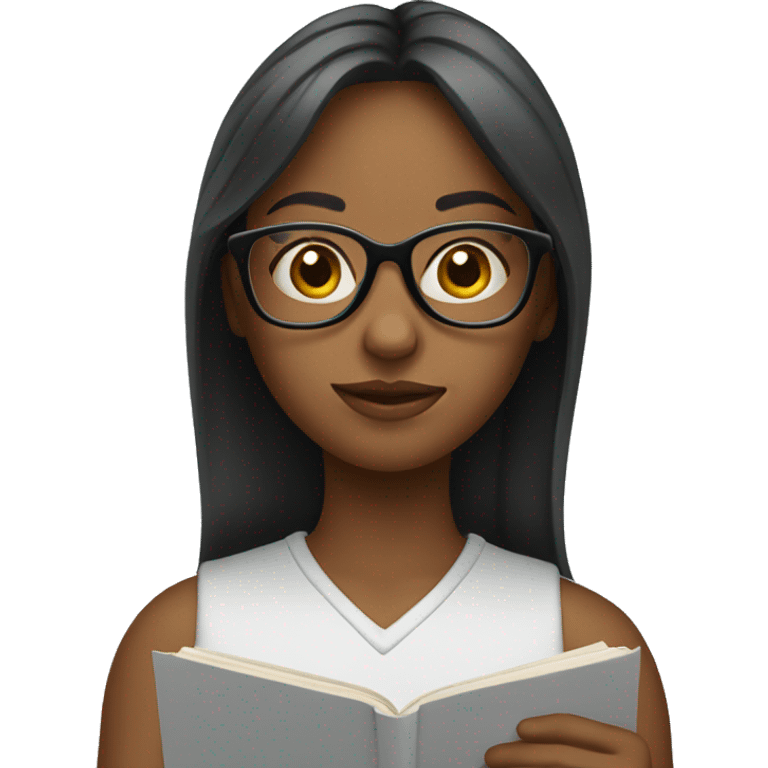 Girl with glasses writing emoji