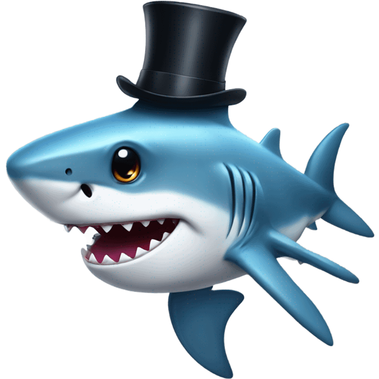 Shark with a top hat emoji