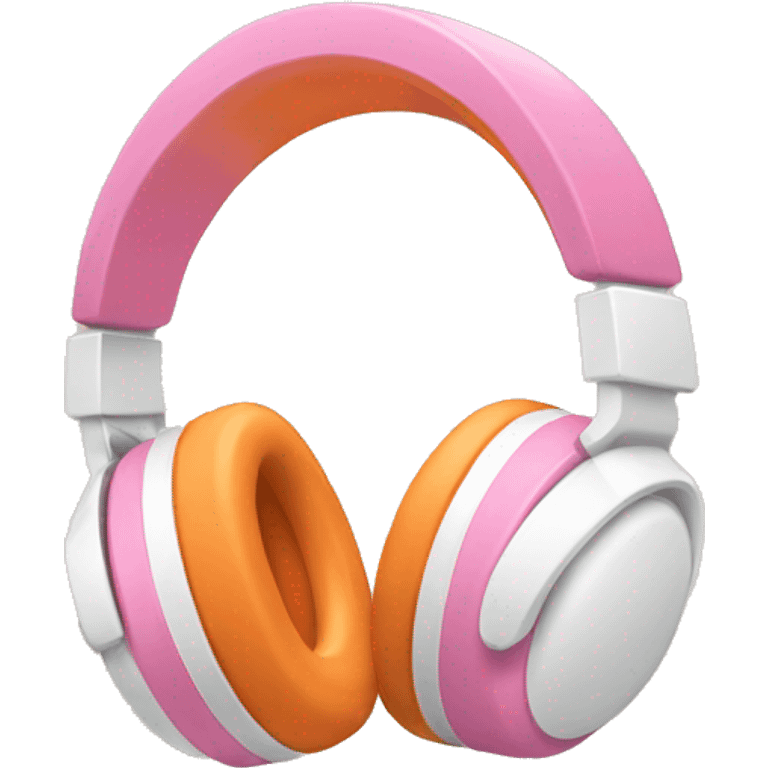 Pink headphones with orange and white accents  emoji