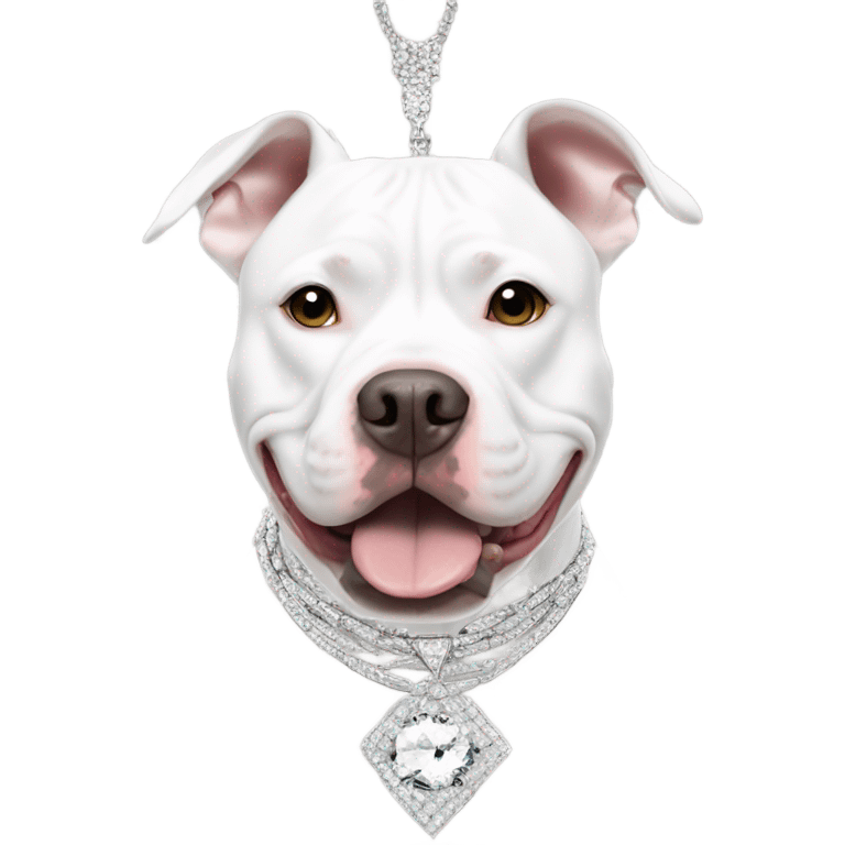 white pitbull with bling necklace and earrings emoji