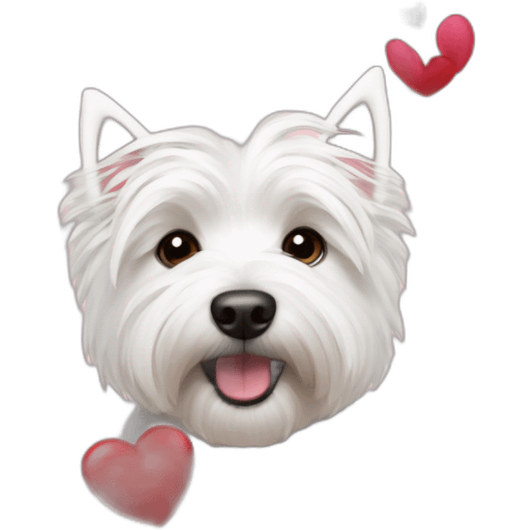 Westie with Valentine's Day emoji