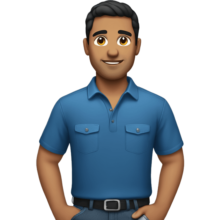 Hispanic man in blue and black shirt emoji