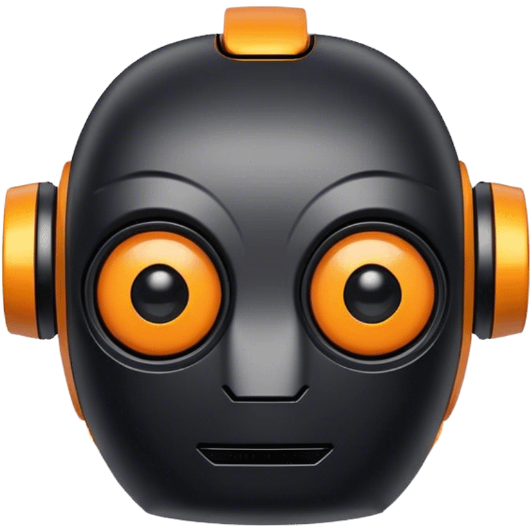 Friendly little black and yellow-orange robot head with eyebrows emoji