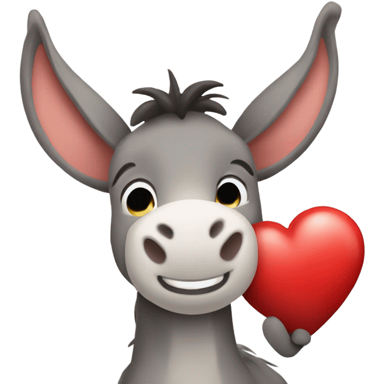 Happy donkey holding a heart in his hand emoji