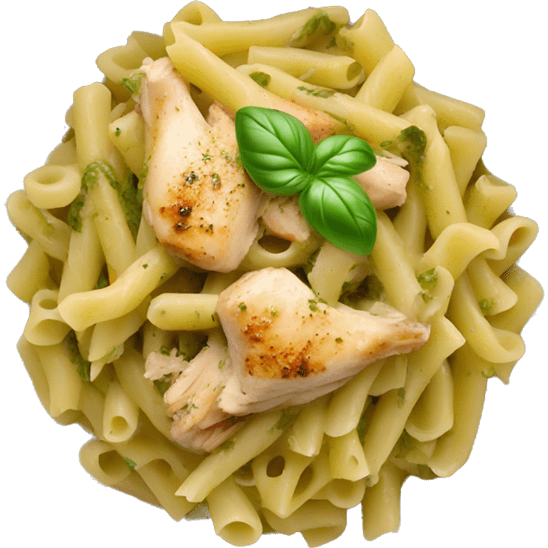 bowl of Pesto pasta with chicken emoji