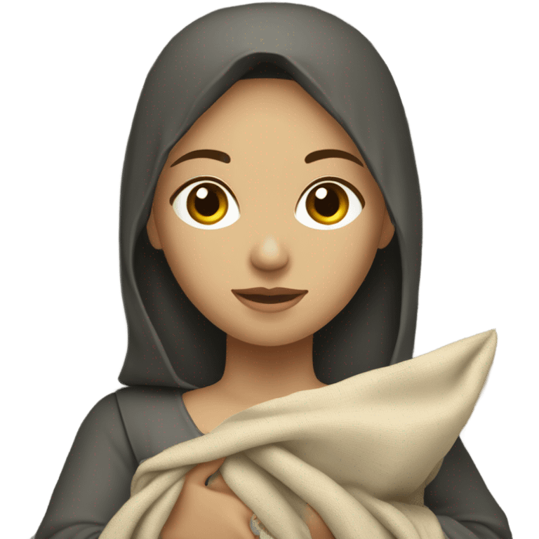 young medieval woman holding a large open cloth emoji