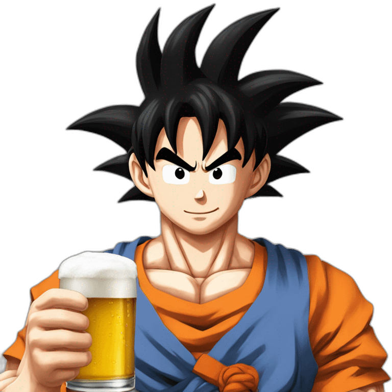 Son goku buvant un biere emoji