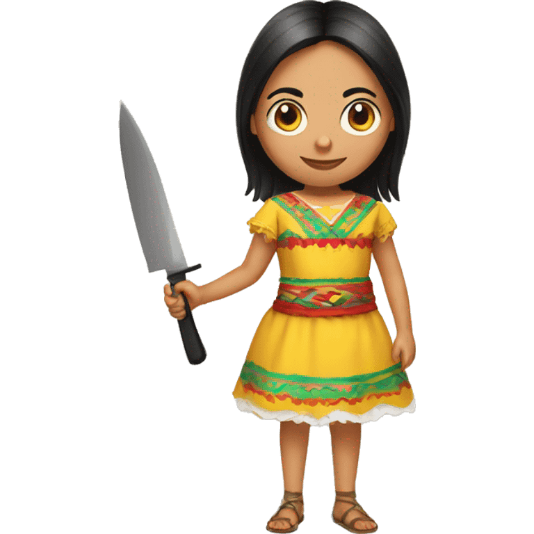 Mexican Girl holding a knife and 2 eggs emoji