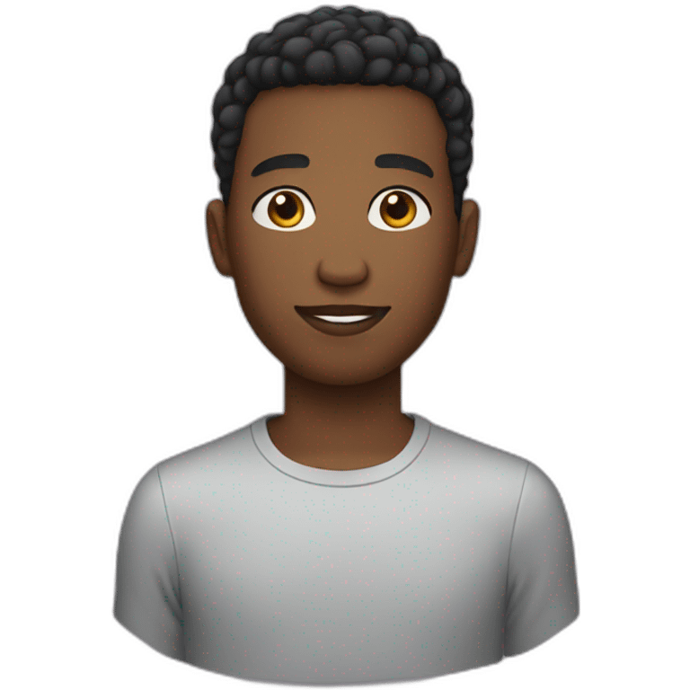 Young black man with oval face short hair emoji