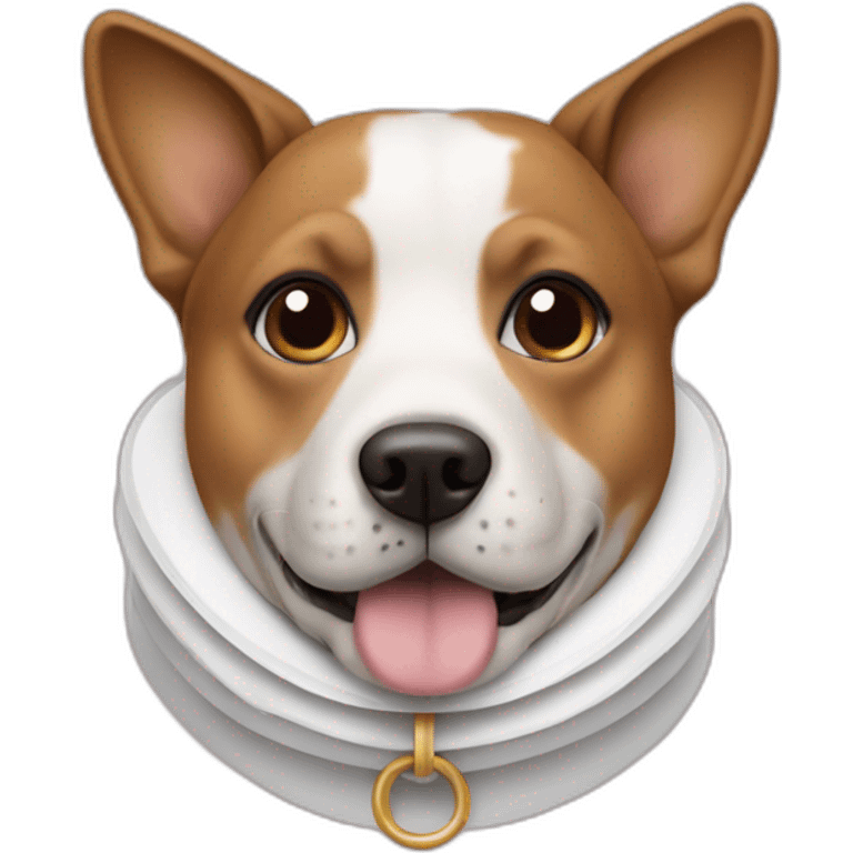 dog with a Elizabethan collar around neck emoji