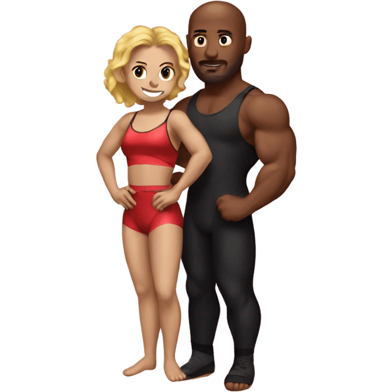 Male and female wrestler in love emoji