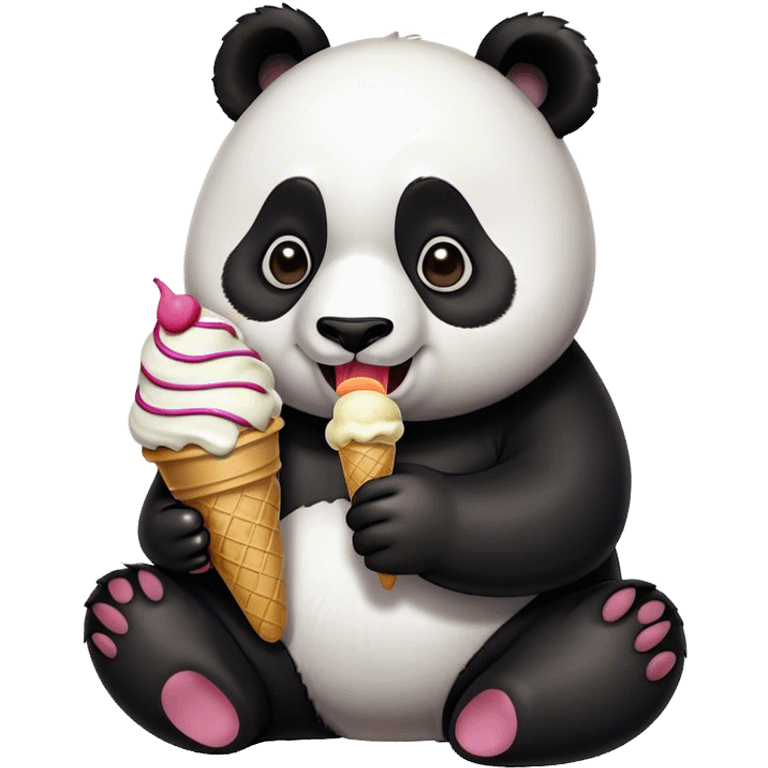 Panda eating ice cream emoji