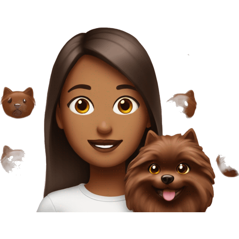 Beautiful girl with chocolate spitz emoji