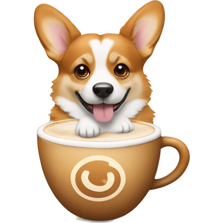 Corgi with a cup of cappuccino emoji