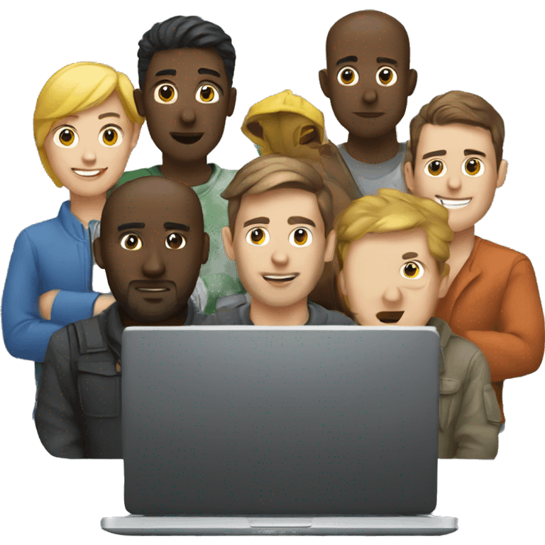 group of developers with a laptop emoji