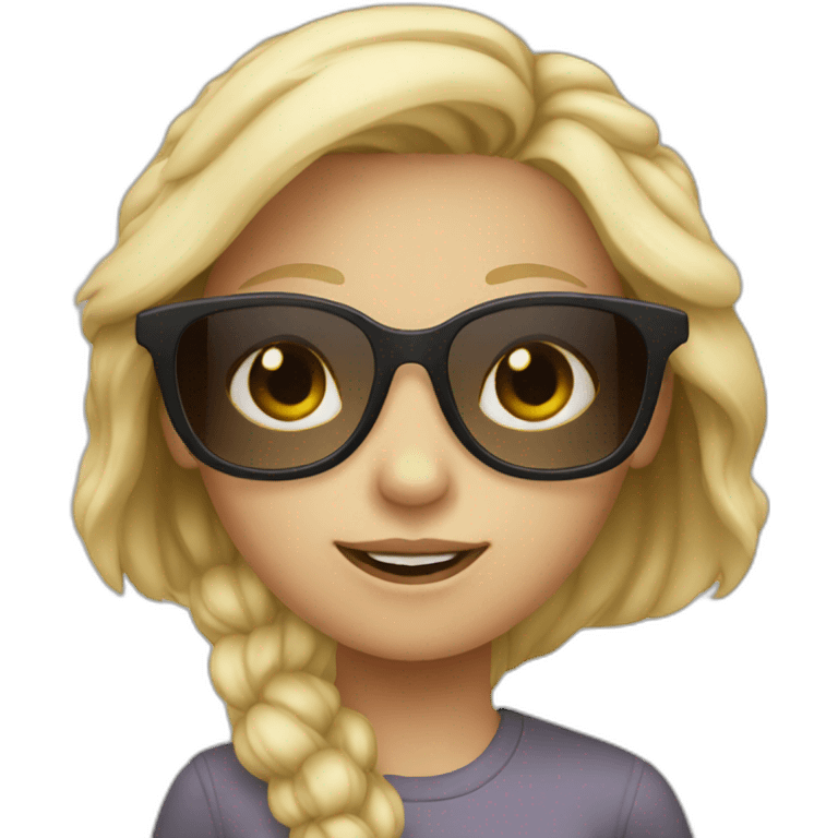 Blond girl dark glasses emoji