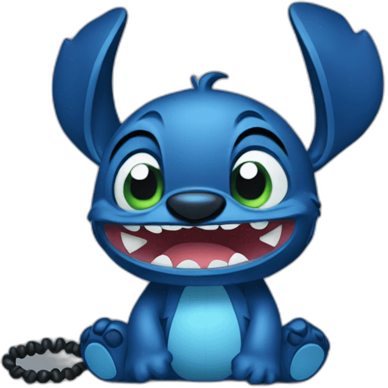 Stitch calling at phone emoji