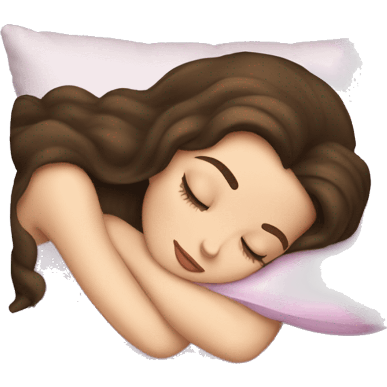 sleeping beauty brunette white girl with a silk pillow emoji