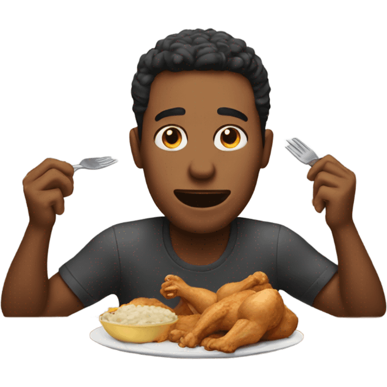  guy eating chicken with both hands  emoji