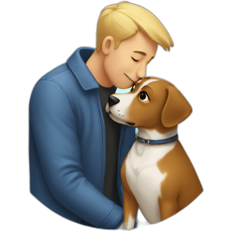 man kissing dog emoji