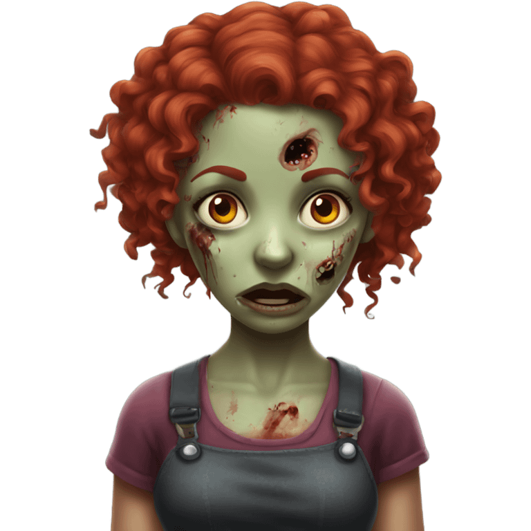 Zombie girl , red curly hair ,with hands emoji