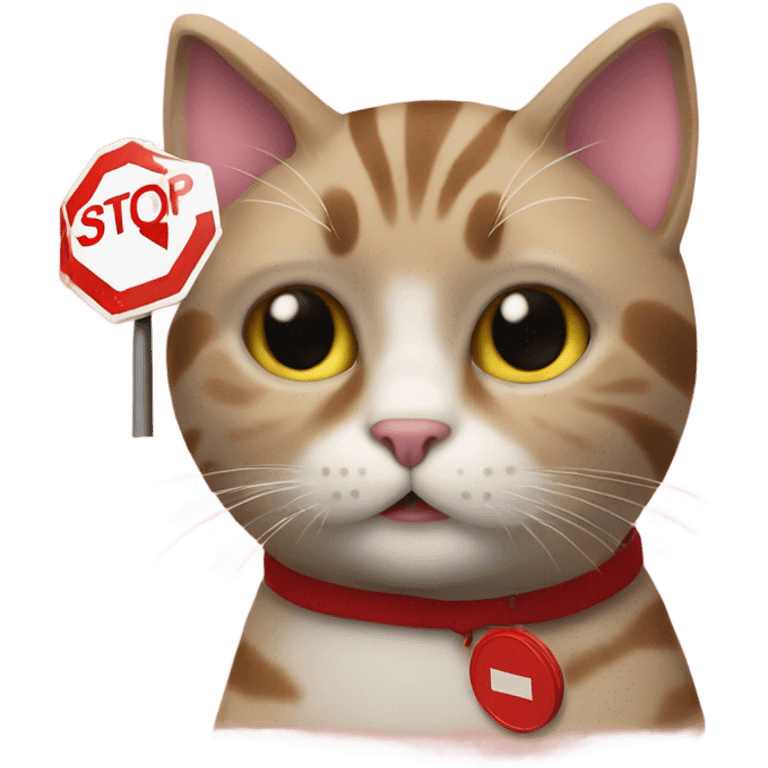 Cat with a stop sign emoji