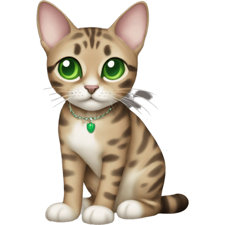 Sepia charcoal Bengal cat with Green eyes standing emoji