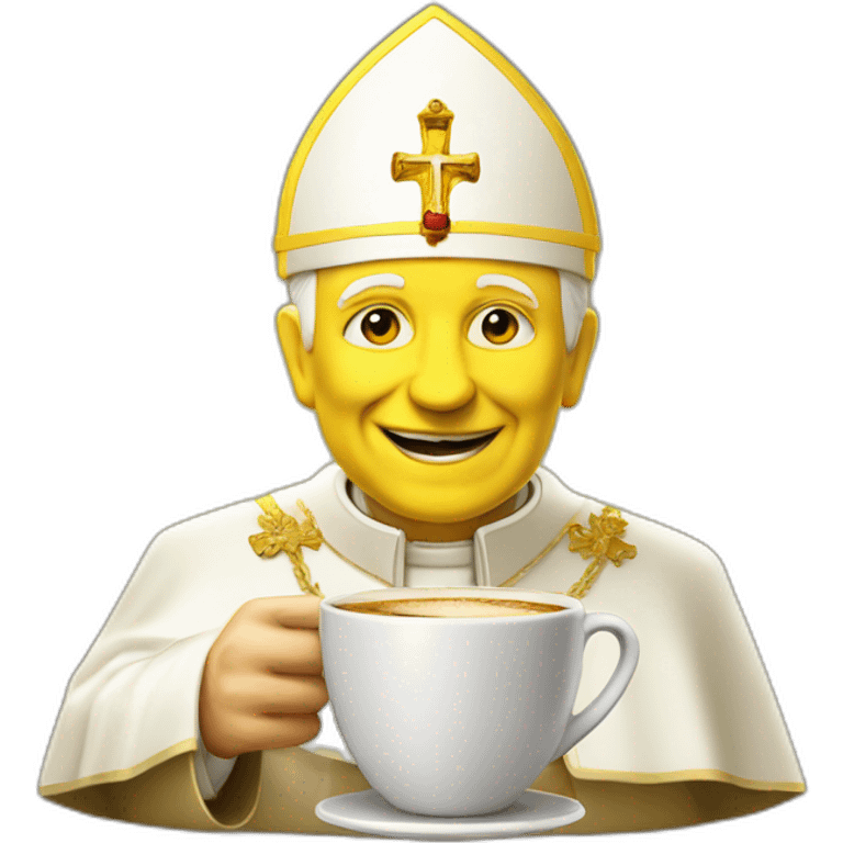 pope John Paul II with yellow face offering coffee emoji