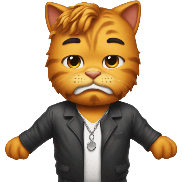 Garfield with a bjork outfit emoji