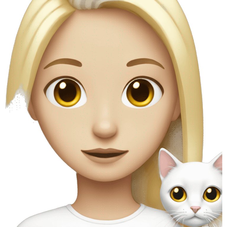 blonde girl with white cat emoji