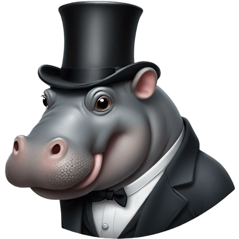 Hippo wearing a top hat and monocle  emoji