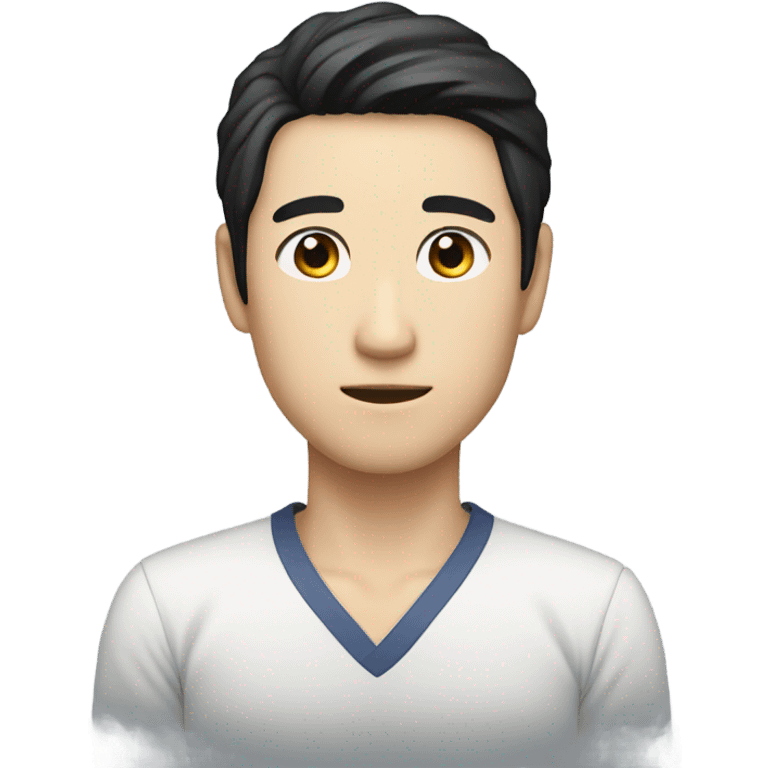 man from japan with white skin and black hair, wear casual shirt  emoji