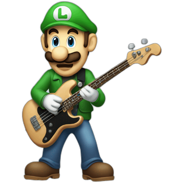 Luigi playing bass guitar emoji