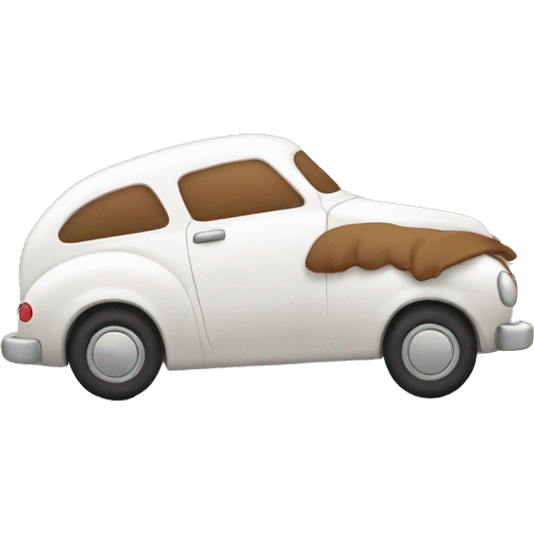 White car sleeping on brown pillow emoji