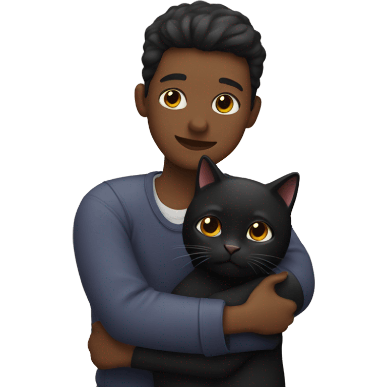 person hugging a black cat emoji