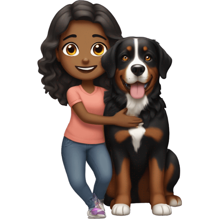 Brown Girl with Bernese mountain dog emoji