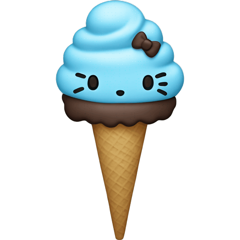 light blue ice cream with dark brown hello kitty  emoji