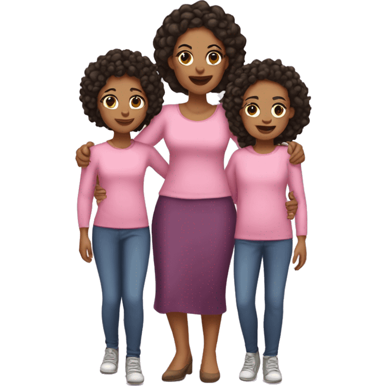 Lightskin mom with three daughters emoji