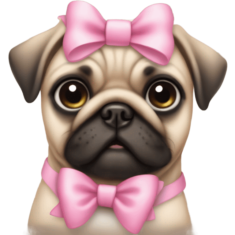 Dog puppy pug with cute pink Bow emoji